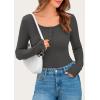imagePRETTYGARDEN Womens 2025 Spring Long Sleeve Henley T Shirts Ribbed Knit Button Up Slim Fitted Basic Casual Going Out TopsDark Grey