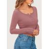 imagePRETTYGARDEN Womens 2025 Spring Long Sleeve Henley T Shirts Ribbed Knit Button Up Slim Fitted Basic Casual Going Out TopsGrey Pink