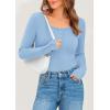 imagePRETTYGARDEN Womens 2025 Spring Long Sleeve Henley T Shirts Ribbed Knit Button Up Slim Fitted Basic Casual Going Out TopsLight Blue