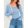 imagePRETTYGARDEN Womens 2025 Spring Long Sleeve Henley T Shirts Ribbed Knit Button Up Slim Fitted Basic Casual Going Out TopsLight Blue