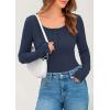 imagePRETTYGARDEN Womens 2025 Spring Long Sleeve Henley T Shirts Ribbed Knit Button Up Slim Fitted Basic Casual Going Out TopsNavy Blue