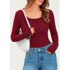 imagePRETTYGARDEN Womens 2025 Spring Long Sleeve Henley T Shirts Ribbed Knit Button Up Slim Fitted Basic Casual Going Out TopsWine Red