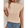 imagePRETTYGARDEN Blouses for Women Dressy Casual 2025 Spring Summer Business Office Tops Cap Sleeve Textured Cute Work ShirtApricot