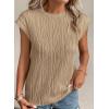 imagePRETTYGARDEN Blouses for Women Dressy Casual 2025 Spring Summer Business Office Tops Cap Sleeve Textured Cute Work ShirtKhaki