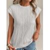 imagePRETTYGARDEN Blouses for Women Dressy Casual 2025 Spring Summer Business Office Tops Cap Sleeve Textured Cute Work ShirtLight Grey