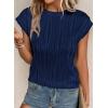 imagePRETTYGARDEN Blouses for Women Dressy Casual 2025 Spring Summer Business Office Tops Cap Sleeve Textured Cute Work ShirtNavy