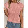 imagePRETTYGARDEN Blouses for Women Dressy Casual 2025 Spring Summer Business Office Tops Cap Sleeve Textured Cute Work ShirtPink