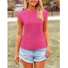 imagePRETTYGARDEN Blouses for Women Dressy Casual 2025 Spring Summer Business Office Tops Cap Sleeve Textured Cute Work ShirtRose Red