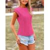 imagePRETTYGARDEN Blouses for Women Dressy Casual 2025 Spring Summer Business Office Tops Cap Sleeve Textured Cute Work ShirtRose Red