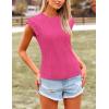 imagePRETTYGARDEN Blouses for Women Dressy Casual 2025 Spring Summer Business Office Tops Cap Sleeve Textured Cute Work ShirtRose Red