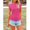 imagePRETTYGARDEN Blouses for Women Dressy Casual 2025 Spring Summer Business Office Tops Cap Sleeve Textured Cute Work ShirtRose Red