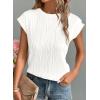 imagePRETTYGARDEN Blouses for Women Dressy Casual 2025 Spring Summer Business Office Tops Cap Sleeve Textured Cute Work ShirtWhite