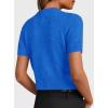 imagePRETTYGARDEN Womens Casual Summer Short Sleeve Cardigans 2025 Button Down Knitted Sweater Basic Crew Neck Crop TopsBlue