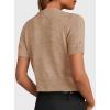 imagePRETTYGARDEN Womens Casual Summer Short Sleeve Cardigans 2025 Button Down Knitted Sweater Basic Crew Neck Crop TopsKhaki