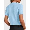 imagePRETTYGARDEN Womens Casual Summer Short Sleeve Cardigans 2025 Button Down Knitted Sweater Basic Crew Neck Crop TopsLight Blue
