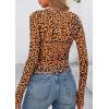 imagePRETTYGARDEN Womens Mesh Long Sleeve Top 2025 Trendy Spring See Through Sheer Blouse Leopard Fitted Going Out Layering ShirtsLeopard Brown