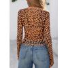 imagePRETTYGARDEN Womens Mesh Long Sleeve Top 2025 Trendy Spring See Through Sheer Blouse Leopard Fitted Going Out Layering ShirtsLeopard Brown