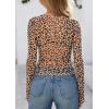 imagePRETTYGARDEN Womens Mesh Long Sleeve Top 2025 Trendy Spring See Through Sheer Blouse Leopard Fitted Going Out Layering ShirtsLeopard Khaki