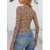 imagePRETTYGARDEN Womens Mesh Long Sleeve Top 2025 Trendy Spring See Through Sheer Blouse Leopard Fitted Going Out Layering ShirtsLeopard Khaki