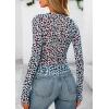imagePRETTYGARDEN Womens Mesh Long Sleeve Top 2025 Trendy Spring See Through Sheer Blouse Leopard Fitted Going Out Layering ShirtsLeopard Light Blue
