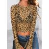 imagePRETTYGARDEN Womens Mesh Long Sleeve Top 2025 Trendy Spring See Through Sheer Blouse Leopard Fitted Going Out Layering ShirtsLeopard Yellow