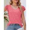 imagePRETTYGARDEN Summer Tops for Women 2025 Spring Trendy Fashion Clothes Casual Ruffle V Neck Short Sleeve Shirts BlousesCoral Red