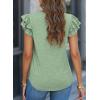 imagePRETTYGARDEN Summer Tops for Women 2025 Spring Trendy Fashion Clothes Casual Ruffle V Neck Short Sleeve Shirts BlousesGreen