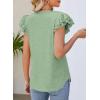 imagePRETTYGARDEN Summer Tops for Women 2025 Spring Trendy Fashion Clothes Casual Ruffle V Neck Short Sleeve Shirts BlousesGreen