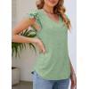imagePRETTYGARDEN Summer Tops for Women 2025 Spring Trendy Fashion Clothes Casual Ruffle V Neck Short Sleeve Shirts BlousesGreen