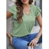imagePRETTYGARDEN Summer Tops for Women 2025 Spring Trendy Fashion Clothes Casual Ruffle V Neck Short Sleeve Shirts BlousesGreen