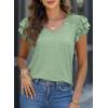 imagePRETTYGARDEN Summer Tops for Women 2025 Spring Trendy Fashion Clothes Casual Ruffle V Neck Short Sleeve Shirts BlousesGreen