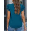 imagePRETTYGARDEN Summer Tops for Women 2025 Spring Trendy Fashion Clothes Casual Ruffle V Neck Short Sleeve Shirts BlousesLake Blue