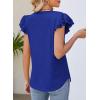 imagePRETTYGARDEN Summer Tops for Women 2025 Spring Trendy Fashion Clothes Casual Ruffle V Neck Short Sleeve Shirts BlousesRoyal Blue