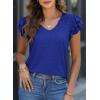 imagePRETTYGARDEN Summer Tops for Women 2025 Spring Trendy Fashion Clothes Casual Ruffle V Neck Short Sleeve Shirts BlousesRoyal Blue