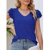 imagePRETTYGARDEN Summer Tops for Women 2025 Spring Trendy Fashion Clothes Casual Ruffle V Neck Short Sleeve Shirts BlousesRoyal Blue