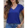 imagePRETTYGARDEN Summer Tops for Women 2025 Spring Trendy Fashion Clothes Casual Ruffle V Neck Short Sleeve Shirts BlousesRoyal Blue