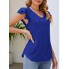 imagePRETTYGARDEN Summer Tops for Women 2025 Spring Trendy Fashion Clothes Casual Ruffle V Neck Short Sleeve Shirts BlousesRoyal Blue