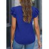 imagePRETTYGARDEN Summer Tops for Women 2025 Spring Trendy Fashion Clothes Casual Ruffle V Neck Short Sleeve Shirts BlousesRoyal Blue