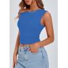 imagePRETTYGARDEN Womens Off The Shoulder Crop Tank Tops 2025 Summer Trendy Casual Sleeveless Ruched Fitted Going Out ShirtsBlue