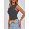 imagePRETTYGARDEN Womens Off The Shoulder Crop Tank Tops 2025 Summer Trendy Casual Sleeveless Ruched Fitted Going Out ShirtsDark Grey