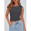 imagePRETTYGARDEN Womens Off The Shoulder Crop Tank Tops 2025 Summer Trendy Casual Sleeveless Ruched Fitted Going Out ShirtsDark Grey