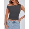 imagePRETTYGARDEN Womens Off The Shoulder Crop Tank Tops 2025 Summer Trendy Casual Sleeveless Ruched Fitted Going Out ShirtsDark Grey