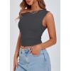 imagePRETTYGARDEN Womens Off The Shoulder Crop Tank Tops 2025 Summer Trendy Casual Sleeveless Ruched Fitted Going Out ShirtsDark Grey