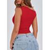 imagePRETTYGARDEN Womens Off The Shoulder Crop Tank Tops 2025 Summer Trendy Casual Sleeveless Ruched Fitted Going Out ShirtsRed