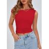 imagePRETTYGARDEN Womens Off The Shoulder Crop Tank Tops 2025 Summer Trendy Casual Sleeveless Ruched Fitted Going Out ShirtsRed