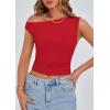 imagePRETTYGARDEN Womens Off The Shoulder Crop Tank Tops 2025 Summer Trendy Casual Sleeveless Ruched Fitted Going Out ShirtsRed