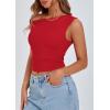 imagePRETTYGARDEN Womens Off The Shoulder Crop Tank Tops 2025 Summer Trendy Casual Sleeveless Ruched Fitted Going Out ShirtsRed