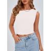 imagePRETTYGARDEN Womens Off The Shoulder Crop Tank Tops 2025 Summer Trendy Casual Sleeveless Ruched Fitted Going Out ShirtsWhite
