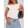 imagePRETTYGARDEN Womens Off The Shoulder Crop Tank Tops 2025 Summer Trendy Casual Sleeveless Ruched Fitted Going Out ShirtsWhite