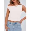 imagePRETTYGARDEN Womens Off The Shoulder Crop Tank Tops 2025 Summer Trendy Casual Sleeveless Ruched Fitted Going Out ShirtsWhite